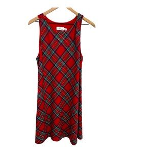 Vineyard Vines Womens Lighthouse Red Jolly Plaid Shift Wool Blend Dress, Size 14